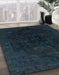 Abstract Dark Blue Grey Blue Modern Rug in Family Room, abs2464