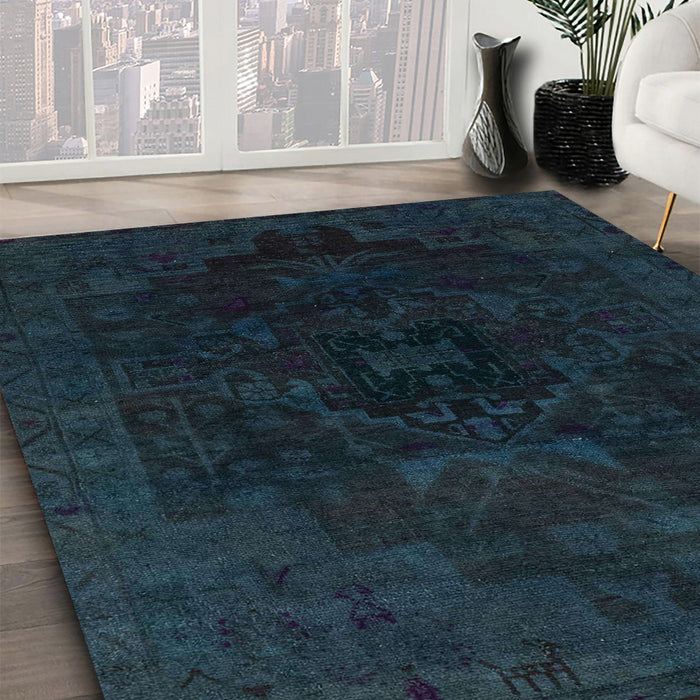 Machine Washable Abstract Dark Blue Grey Blue Rug in a Family Room, wshabs2464