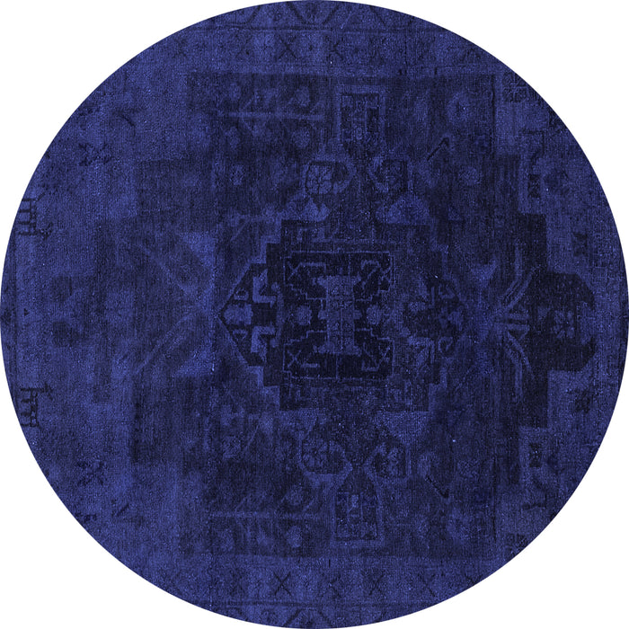 Round Machine Washable Abstract Blue Modern Rug, wshabs2464blu