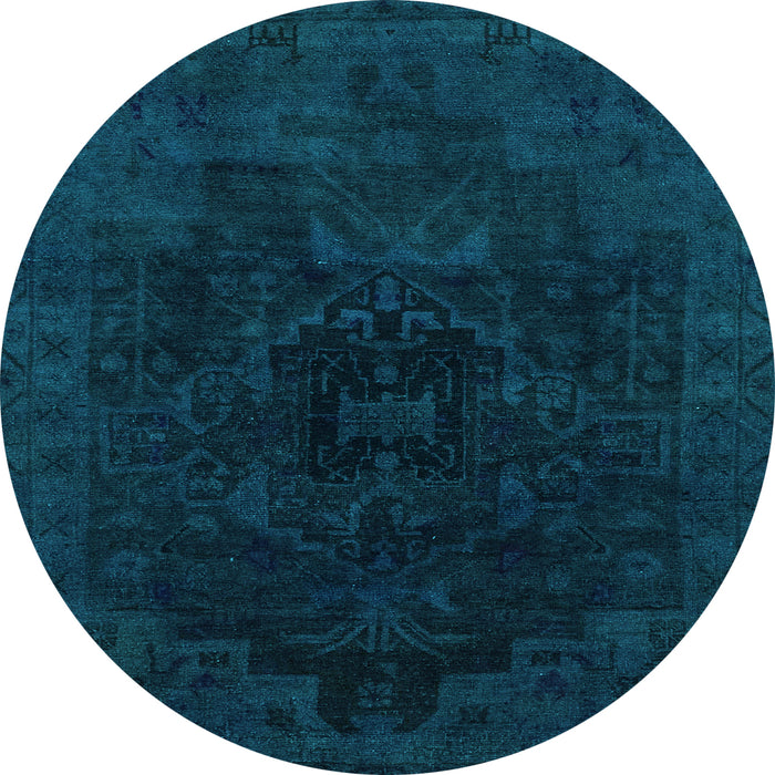 Round Abstract Light Blue Modern Rug, abs2464lblu