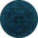 Round Abstract Light Blue Modern Rug, abs2464lblu