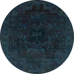 Round Machine Washable Abstract Dark Blue Grey Blue Rug, wshabs2464