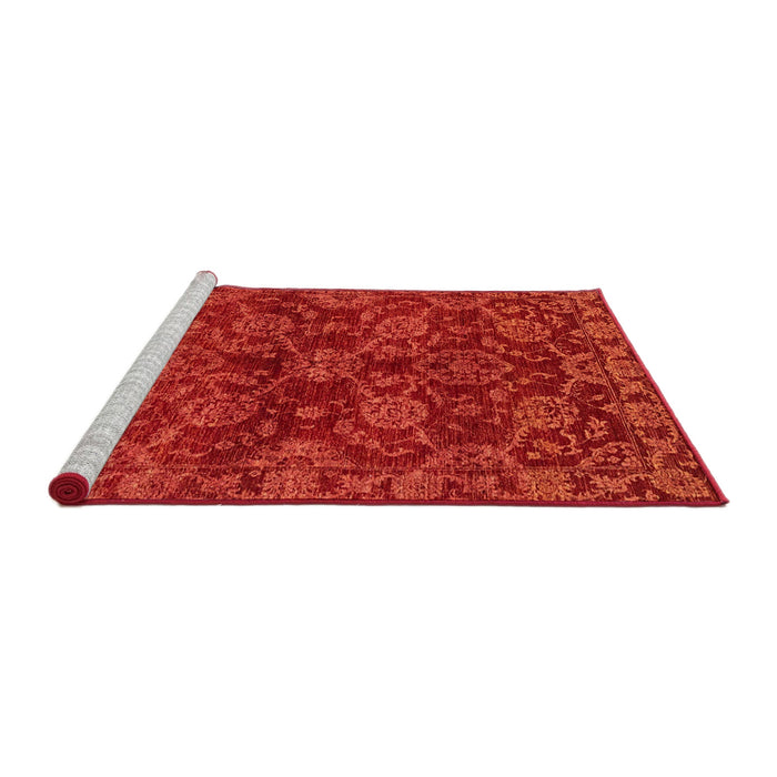 Sideview of Machine Washable Abstract Red Rug, wshabs2465
