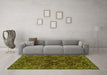 Machine Washable Abstract Green Modern Area Rugs in a Living Room,, wshabs2465grn