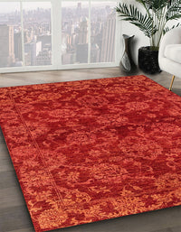 Abstract Red Modern Rug, abs2465