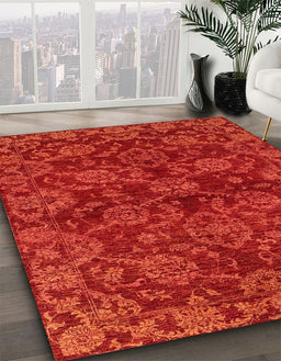 Abstract Red Modern Rug in Family Room, abs2465