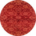 Round Machine Washable Abstract Red Rug, wshabs2465