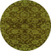 Round Abstract Green Modern Rug, abs2465grn