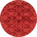 Round Machine Washable Abstract Orange Modern Area Rugs, wshabs2465org