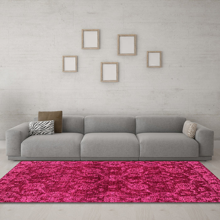 Machine Washable Abstract Pink Modern Rug in a Living Room, wshabs2465pnk