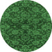 Round Abstract Emerald Green Modern Rug, abs2465emgrn