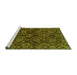 Sideview of Machine Washable Abstract Green Modern Area Rugs, wshabs2465grn