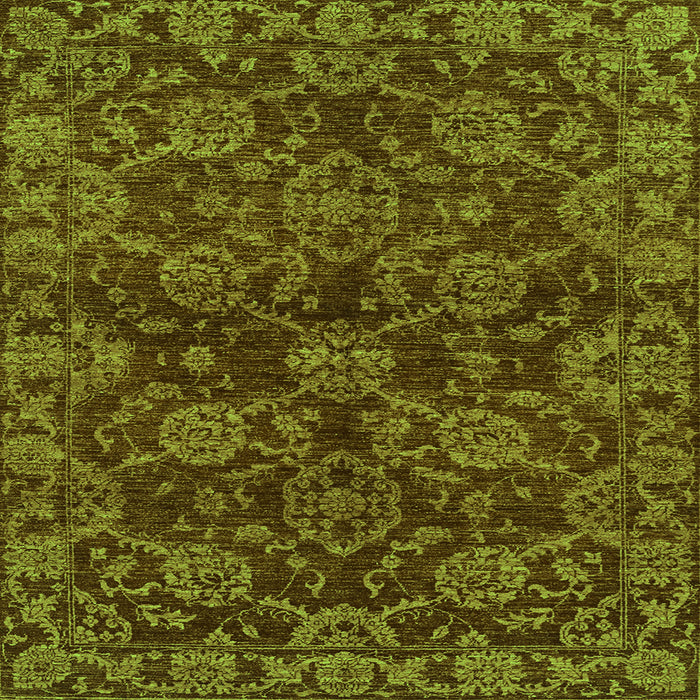 Square Machine Washable Abstract Green Modern Area Rugs, wshabs2465grn