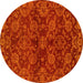 Round Abstract Yellow Modern Rug, abs2465yw