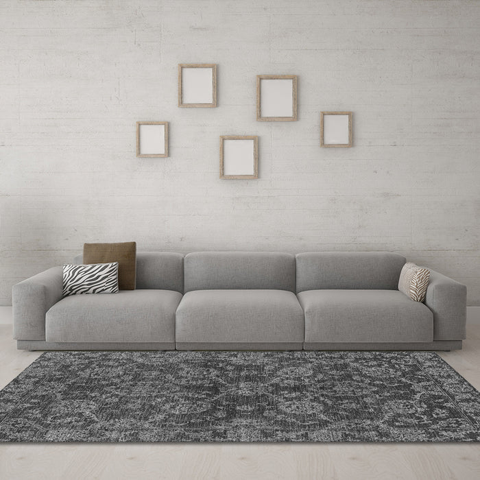 Machine Washable Abstract Gray Modern Rug in a Living Room,, wshabs2465gry