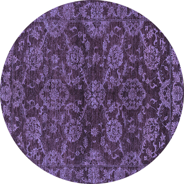 Round Abstract Blue Modern Rug, abs2465blu