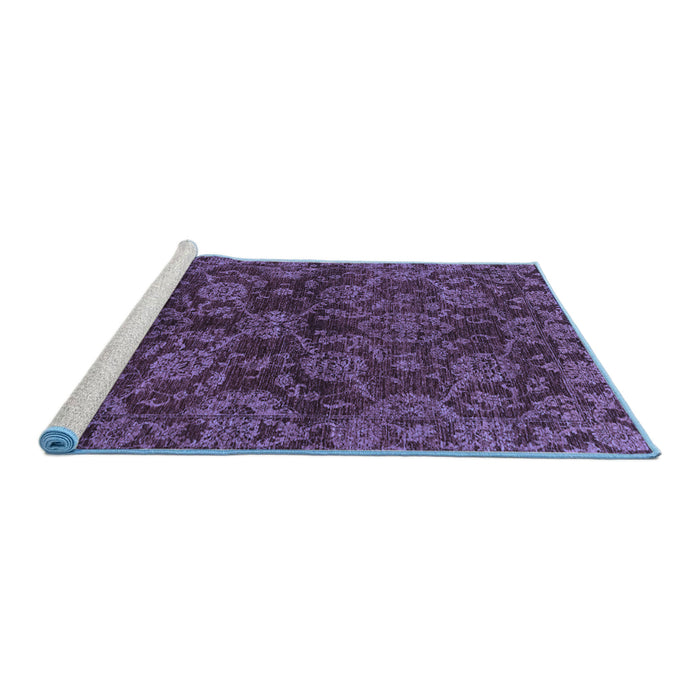 Sideview of Machine Washable Abstract Blue Modern Rug, wshabs2465blu