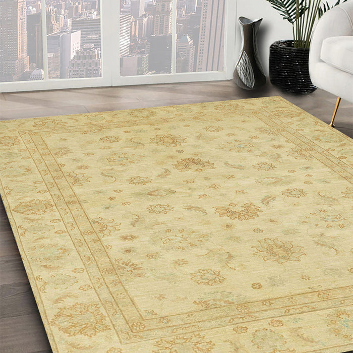 Machine Washable Abstract Mustard Yellow Rug in a Family Room, wshabs2466