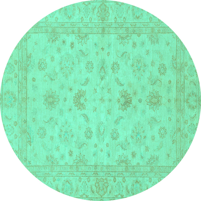 Round Oriental Turquoise Traditional Rug, abs2466turq