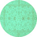 Round Oriental Turquoise Traditional Rug, abs2466turq