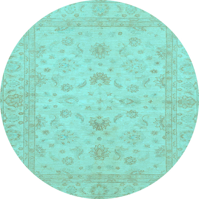Round Machine Washable Oriental Light Blue Traditional Rug, wshabs2466lblu