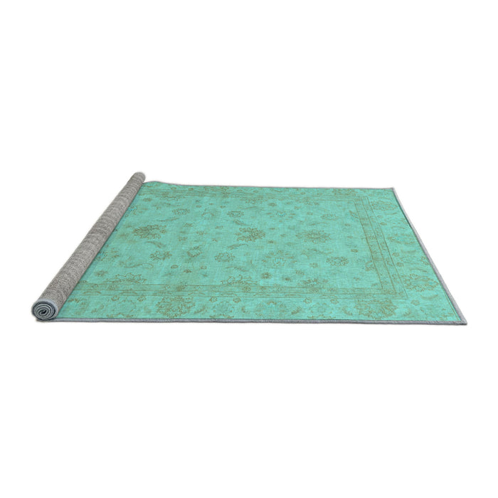 Sideview of Machine Washable Oriental Light Blue Traditional Rug, wshabs2466lblu