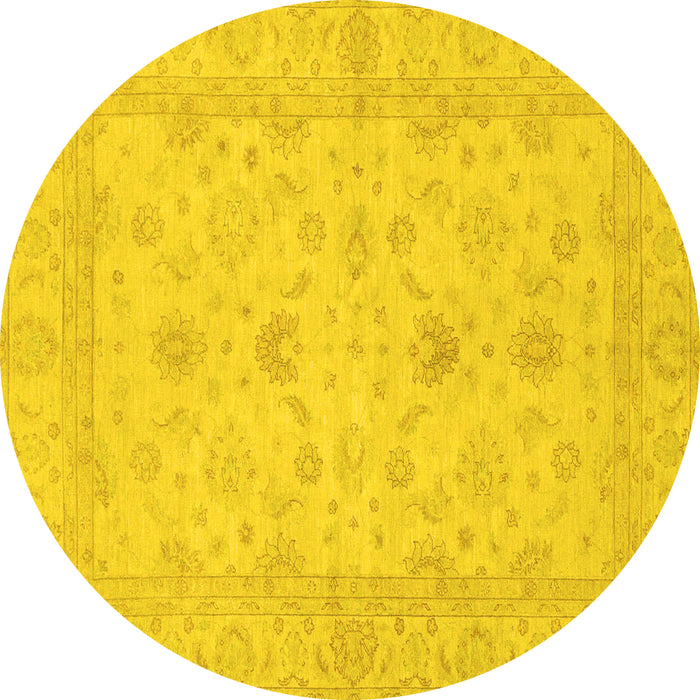 Round Oriental Yellow Traditional Rug, abs2466yw