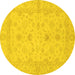 Round Oriental Yellow Traditional Rug, abs2466yw