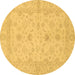 Round Oriental Brown Traditional Rug, abs2466brn