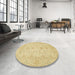 Round Machine Washable Abstract Mustard Yellow Rug in a Office, wshabs2466
