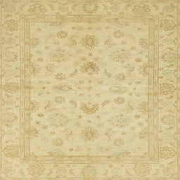 Square Abstract Mustard Yellow Oriental Rug, abs2466