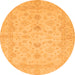 Round Machine Washable Oriental Orange Traditional Area Rugs, wshabs2466org