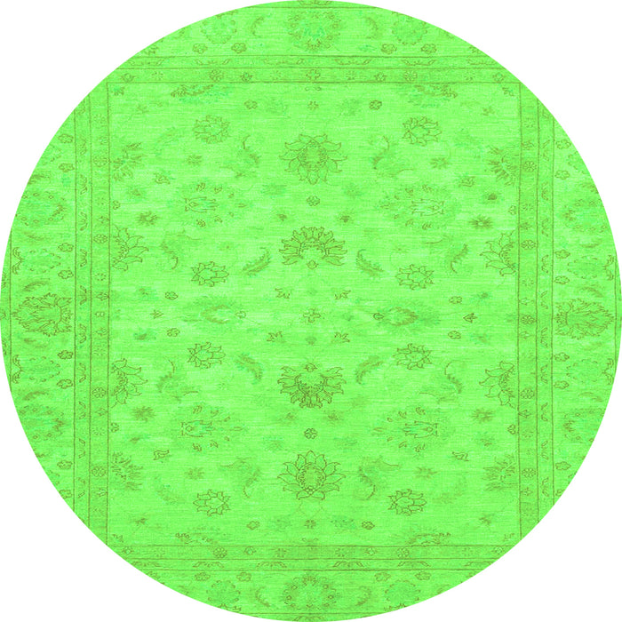 Round Oriental Green Traditional Rug, abs2466grn