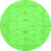 Round Oriental Green Traditional Rug, abs2466grn