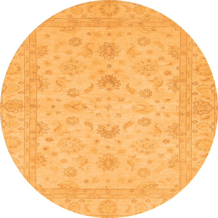 Round Oriental Orange Traditional Rug, abs2466org