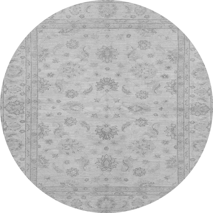 Round Machine Washable Oriental Gray Traditional Rug, wshabs2466gry