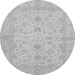 Round Machine Washable Oriental Gray Traditional Rug, wshabs2466gry