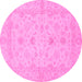 Round Oriental Pink Traditional Rug, abs2466pnk