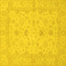 Square Machine Washable Oriental Yellow Traditional Rug, wshabs2466yw