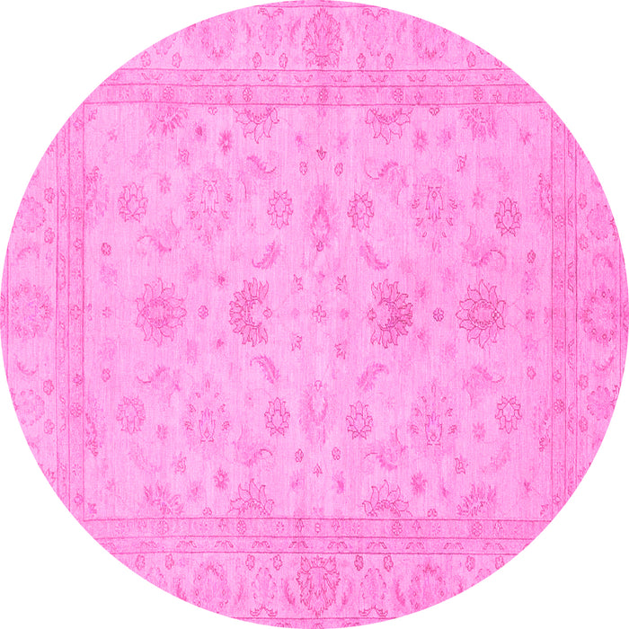 Round Machine Washable Oriental Pink Traditional Rug, wshabs2466pnk
