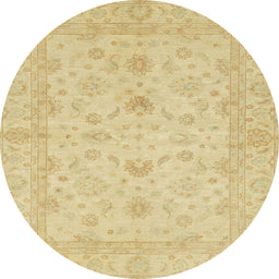 Round Abstract Mustard Yellow Oriental Rug, abs2466