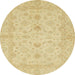 Round Abstract Mustard Yellow Oriental Rug, abs2466