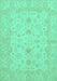 Machine Washable Oriental Turquoise Traditional Area Rugs, wshabs2466turq