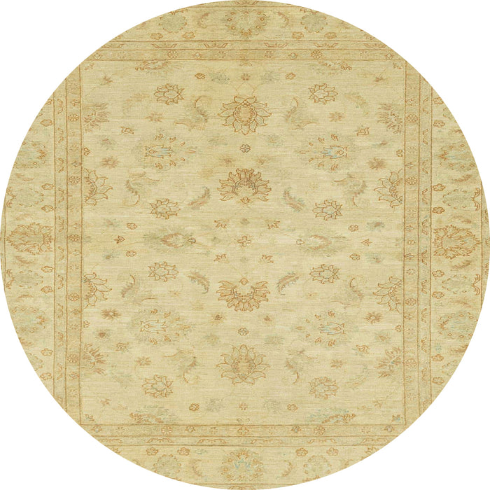 Round Machine Washable Abstract Mustard Yellow Rug, wshabs2466