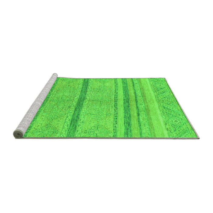 Sideview of Machine Washable Abstract Green Modern Area Rugs, wshabs2467grn
