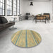 Round Abstract Copper Green Modern Rug in a Office, abs2467