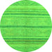 Round Abstract Green Modern Rug, abs2467grn