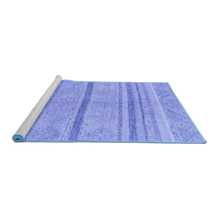 Sideview of Machine Washable Abstract Blue Modern Rug, wshabs2467blu