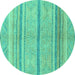 Round Machine Washable Abstract Turquoise Modern Area Rugs, wshabs2467turq