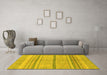 Machine Washable Abstract Yellow Modern Rug in a Living Room, wshabs2467yw